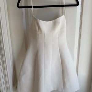 Zara White A-Line Mini Dress with Spaghetti Straps